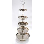 A nickel-plated 5-tier cake stand