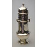 A baluster sugar caster with pierced top and bayonet fitting, Sheffield 1915, 7.