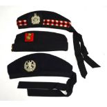 Three assorted military side-hats and insignia for KOSB; Liverpool/Scottish;