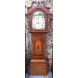 John Foster, Market Rasen, a 19th century inlaid oak and mahogany longcase clock,