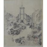 D B Martin - 'Keswick Market Place', etching, pencil signed and inscribed to lower margin,