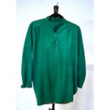 1970s leather garments by Josephine - a jade green suede short/jacket with mandarin collar,