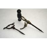 A 19th century Holborn champagne screw, Wolverson type with tap and turned wood handle,