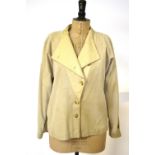 1970s leather garments by Josephine - a cream suede jacket with leather collar,