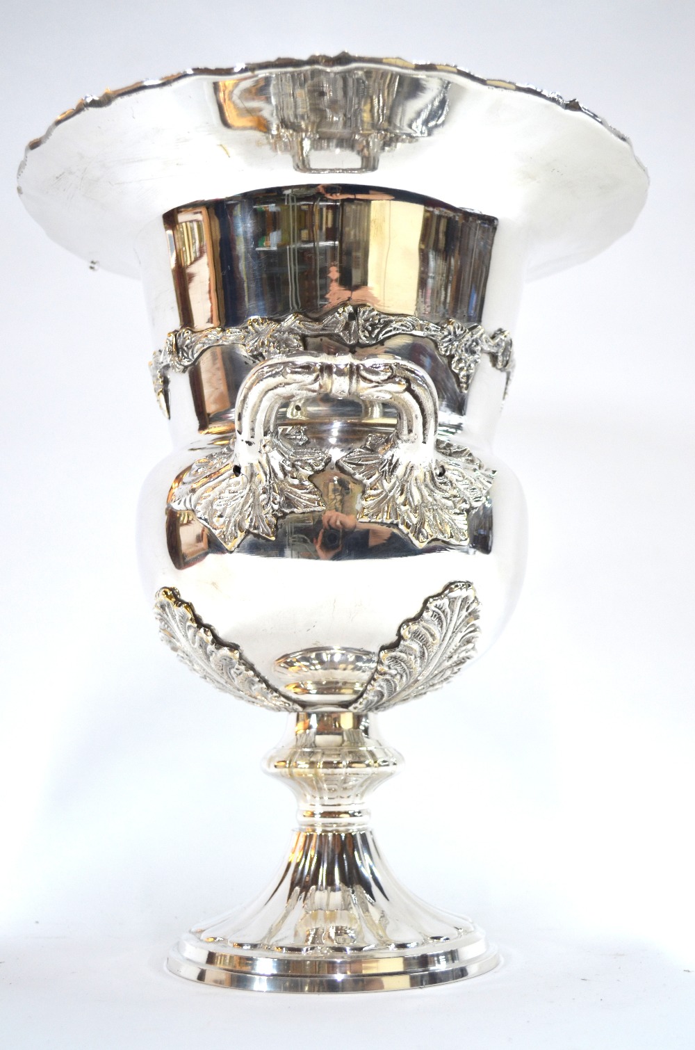 A large electro plated urn-shaped champagne wine-cooler with twin handles, - Image 4 of 5