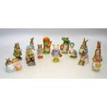 Thirteen Beswick Beatrix Potter figures comprising: Mr Jackson; Benjamin Bunny; Jemima Puddleduck;