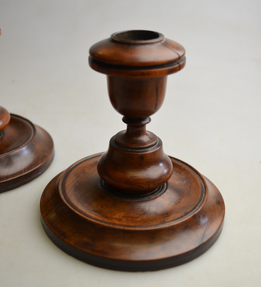 A pair of 19th century turned fruitwood - Image 3 of 3