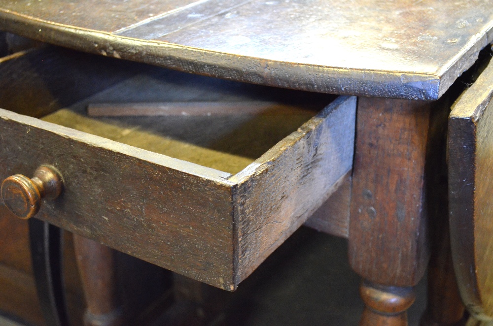 A 17th century oak gateleg table, the pl - Image 2 of 10