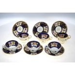 Six English cups and saucers. All decora