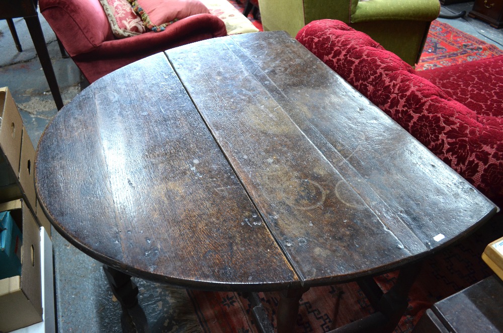A 17th century oak gateleg table, the pl - Image 9 of 10
