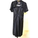 A 1940s black crepe dress with black lac