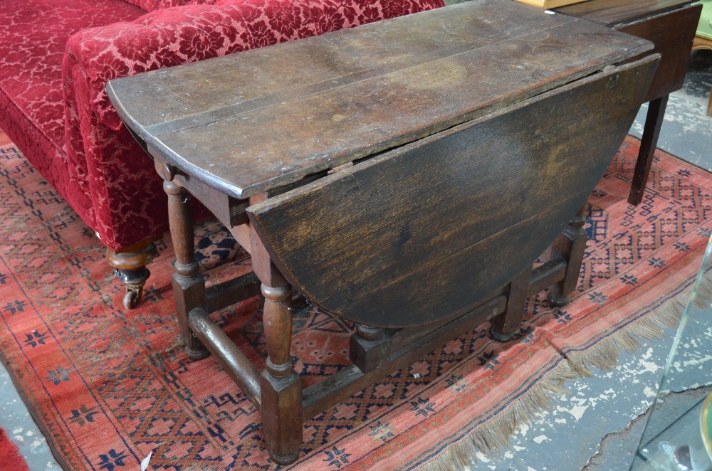 A 17th century oak gateleg table, the pl - Image 6 of 10