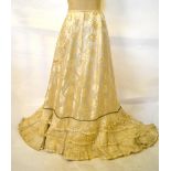 A Victorian ivory silk floral damascene