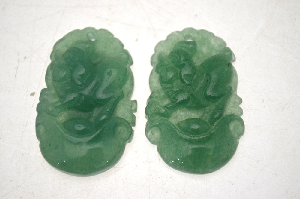 Six Chinese green stone objects, compris - Image 3 of 4