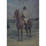 English school - Horse and rider, oil on