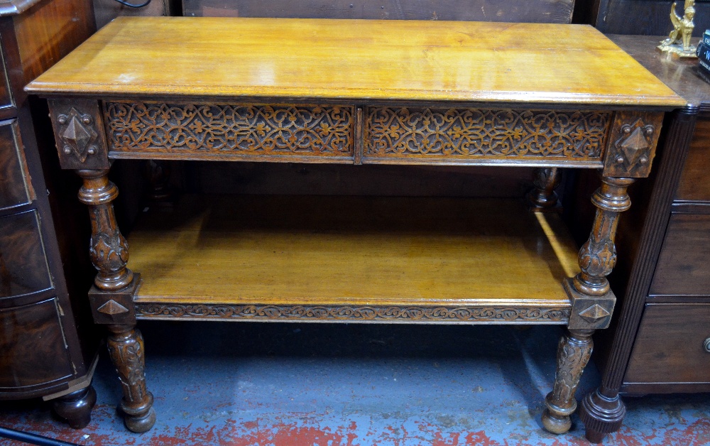 A Victorian gothic revival oak buffet, t - Image 2 of 5