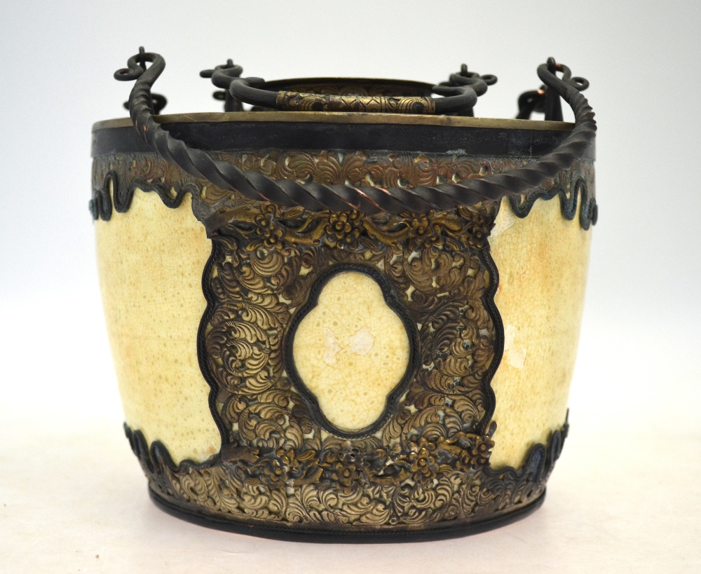 A Chinese metal mounted, glazed pottery - Image 3 of 9