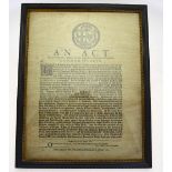 A 1651 printed paper sheet 'An Act Conce