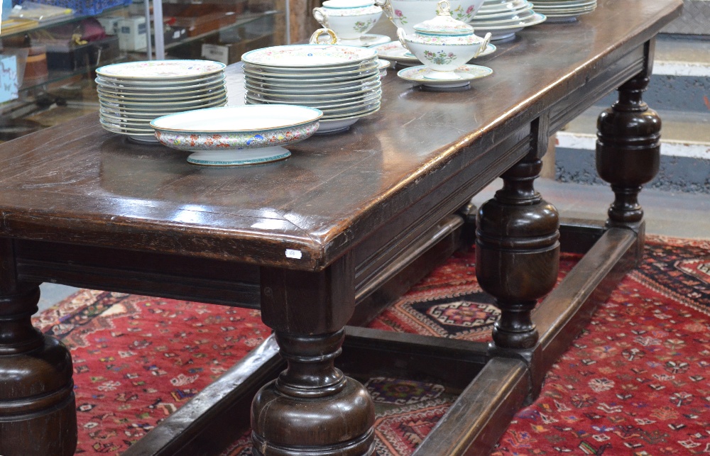 A substantial jointed oak refectory tabl - Image 7 of 9