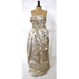 A 1950s duchess satin floral embossed ev