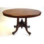 A Victorian burr walnut centre table, th