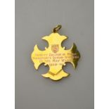 9ct gold cruciform medallion presented t