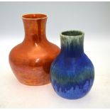 Two Ruskin vases; each one with oviform