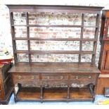 An 18th/19th century oak dresser, the up