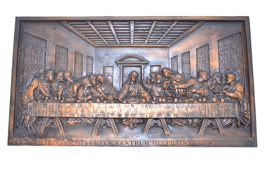 A relief-cast bronze plaque of Da Vinci'