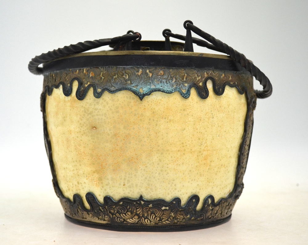 A Chinese metal mounted, glazed pottery - Image 2 of 9