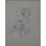 Olive Dutton-Green - Sketch of mother and child, pencil, signed with initials and dated 6.3.