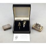 Two novelty silver 'cheese mice' label-holders,