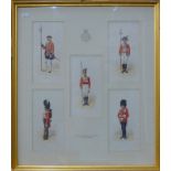 R Simkin - 'First or Grenadier Regiment of Foot Guards', five studies of uniform dated 1745, 1792,