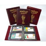 Four albums of Fifa World Cup Masterfile commemorative postage stamps with literature