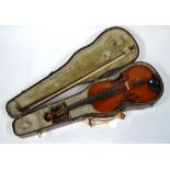 A French violin with 36 cm two-piece flame back, label within for Paul Bartley-Luthier of Vuillaume,