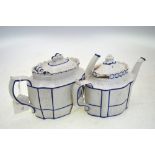 Two Castleford saltglaze teapots: one attributed to Sowter & Co. and one attributed to Mexborough.