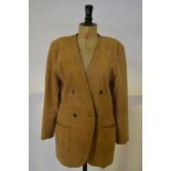 1970s/80s leather garments by Josephine - an off-white fitted leather jacket with mandarin collar,