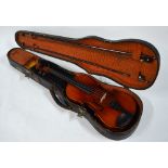 A German violin with 33 cm one-piece back, label within for Karl Bitterer, Mittenwald,