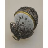 A scarce 18th century French ovoid white metal filigree pendant watch,