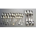 A matched set of six Victorian silver fiddle pattern teaspoons,