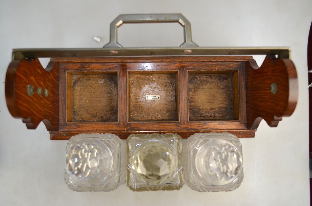 An Army & Navy CSL oak tantalus with nickel (ex-plate) mounts, - Image 3 of 4