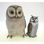 Two Royal Copenhagen owls - Tawny owl, no 1304 and Owl, no.