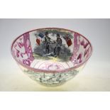 A Sunderland lustre bowl decorated in the interior with panels commemorating the British and French