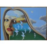 ** Anthony John Gray (b 1946) - 'The lost horizon', girl with blond hair and sea gulls, signed,