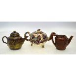 A small Staffordshire teapot and domed cover,