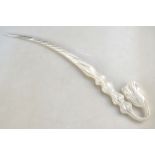 A Nailsea handblown clear and opaque twist glass pipe, 19th century,