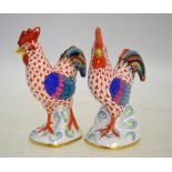 A pair of Herend porcelain cockerels,