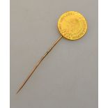 AMENDED DESCRIPTION An 1804 half sovereign with soldered stick pin on mount