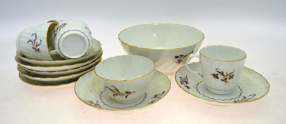 A late18th/early19th Century English fluted porcelain part tea service, possibly Worcester, - Image 2 of 3
