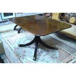 A Regency figured mahogany pedestal breakfast table,